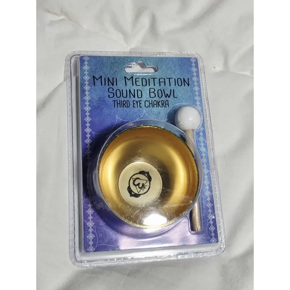 Mini Meditation Heart Sound Bowl - Third Eye Chakra Wooden Mallet Tibetan Decor